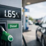 Dieselpreis an deutscher Tankstelle mit 1,65 Euro pro Liter als Symbol für steigende Kosten durch CO₂-Preis 2026