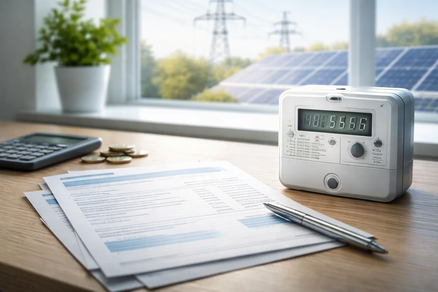 tromrechnung und digitaler Stromzähler in moderner Wohnung – steigende Stromkosten 2026 im Überblick.