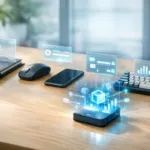 Fünf KI-Tools als holografische Interfaces auf modernem Schreibtisch – ein Underdog-Tool dominiert den Workflow 2026