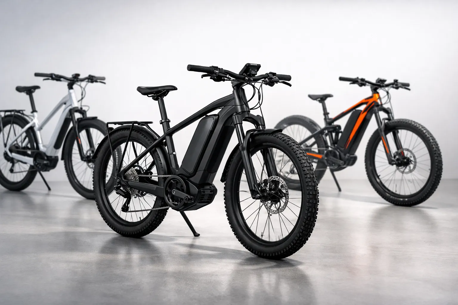Moderne E-Bikes 2026 mit integriertem 800-Wh-Akku im Studio – neue Modelle mit großer Reichweite im Vergleich