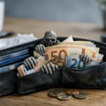 Offenes Portemonnaie mit Geldscheinen und Zombie-Händen als Symbol für versteckte Abofallen und unnötige Kosten 2026