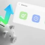 Aufsteigender Pfeil aus Sparschwein symbolisiert einfache ETF-Sparplan-Investition.